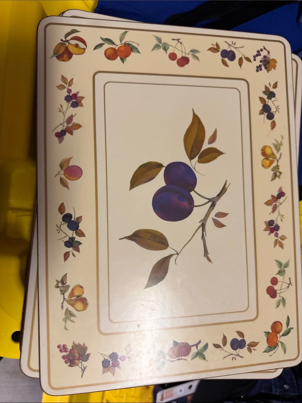 Pimpernel Cream and Purple Fruit Motif Placemat Set